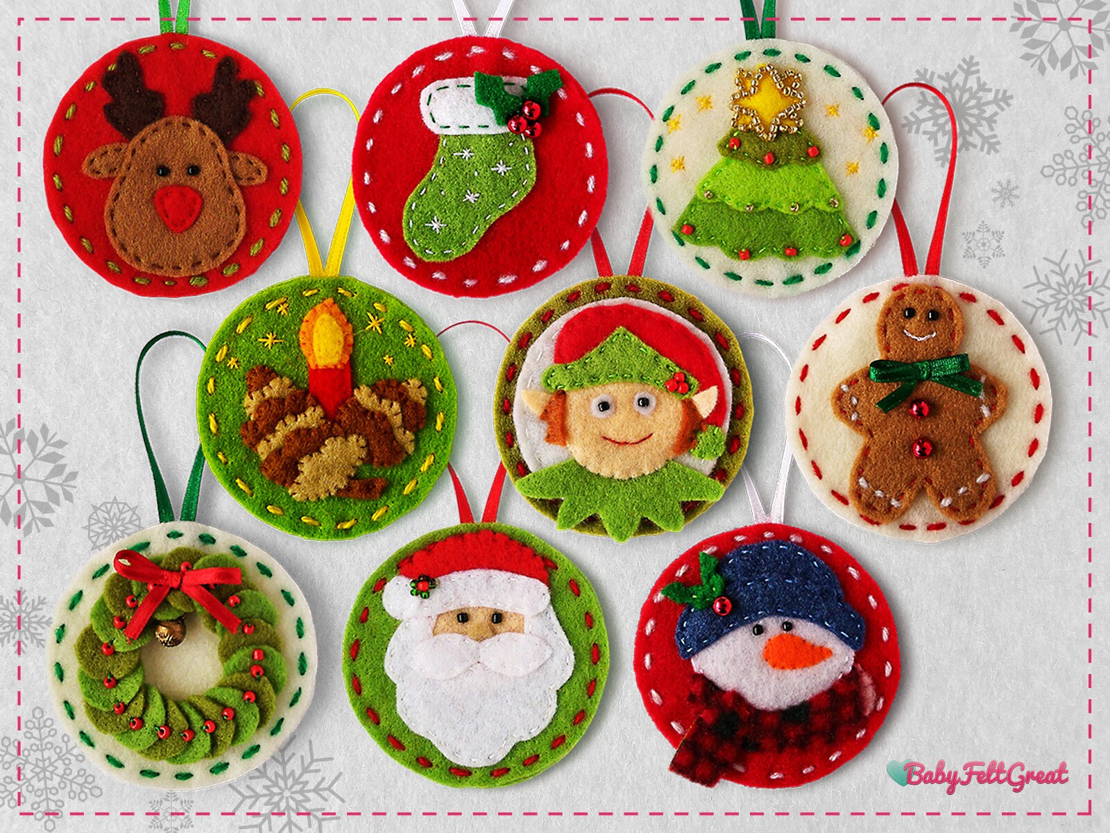 Felt christmas ornaments Felt red Christmas Ornaments | Etsy