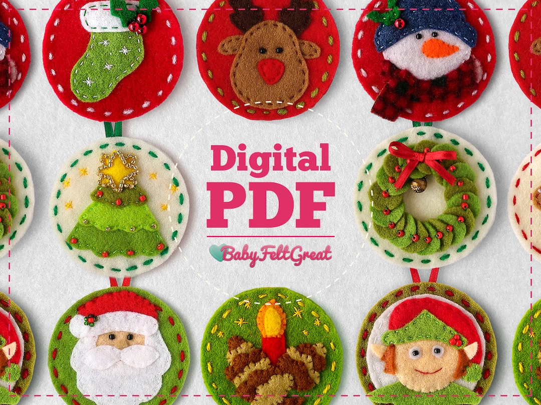 Navidad Patrones PDF DIY adornos fieltro Set rojo completo - Etsy España Navidad Patrones PDF DIY adornos fieltro Set rojo completo - Etsy España