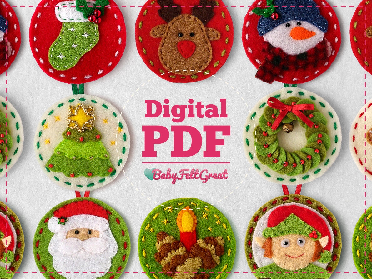 Navidad Patrones PDF DIY adornos fieltro Set rojo completo - Etsy España Navidad Patrones PDF DIY adornos fieltro Set rojo completo - Etsy España