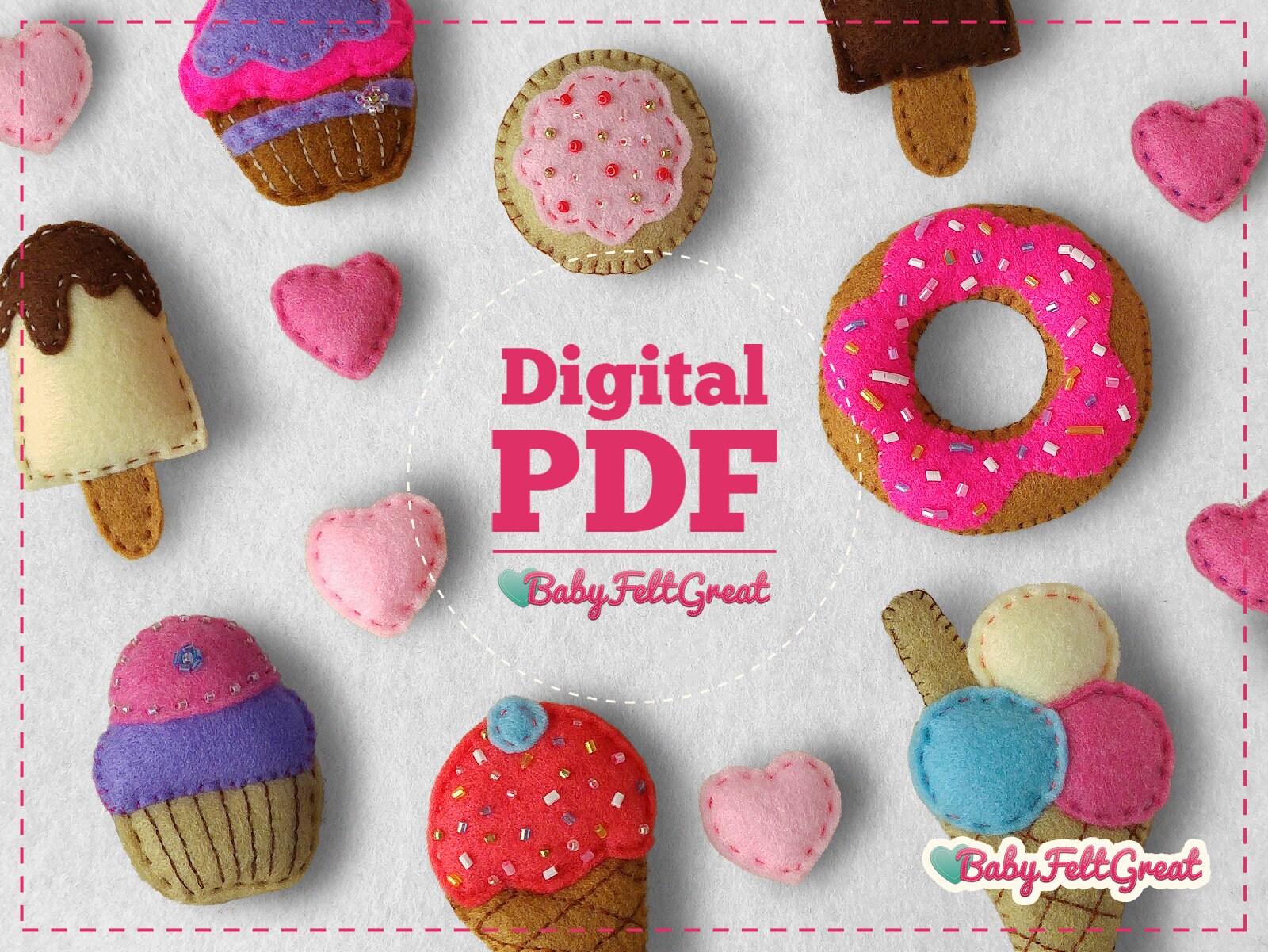 Patrones PDF Digital, adornos en fieltro de dulces, decoración cuarto de  bebé, PDF digital descarga inmediata - Etsy México, image size:1600x1201
