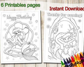 Ariel Coloring Book Etsy Ariel Coloring Book Etsy