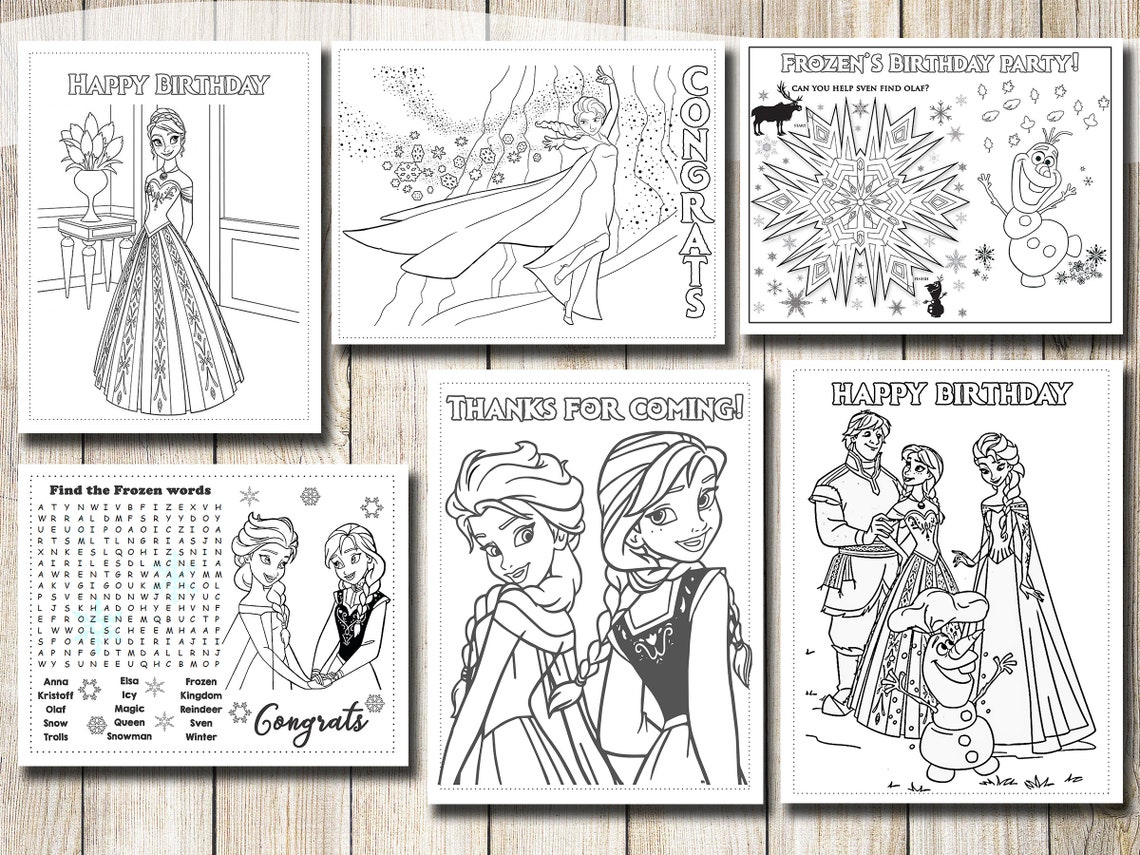 Frozen Coloring Pages INSTANT DOWNLOAD Frozen Party Favors | Etsy