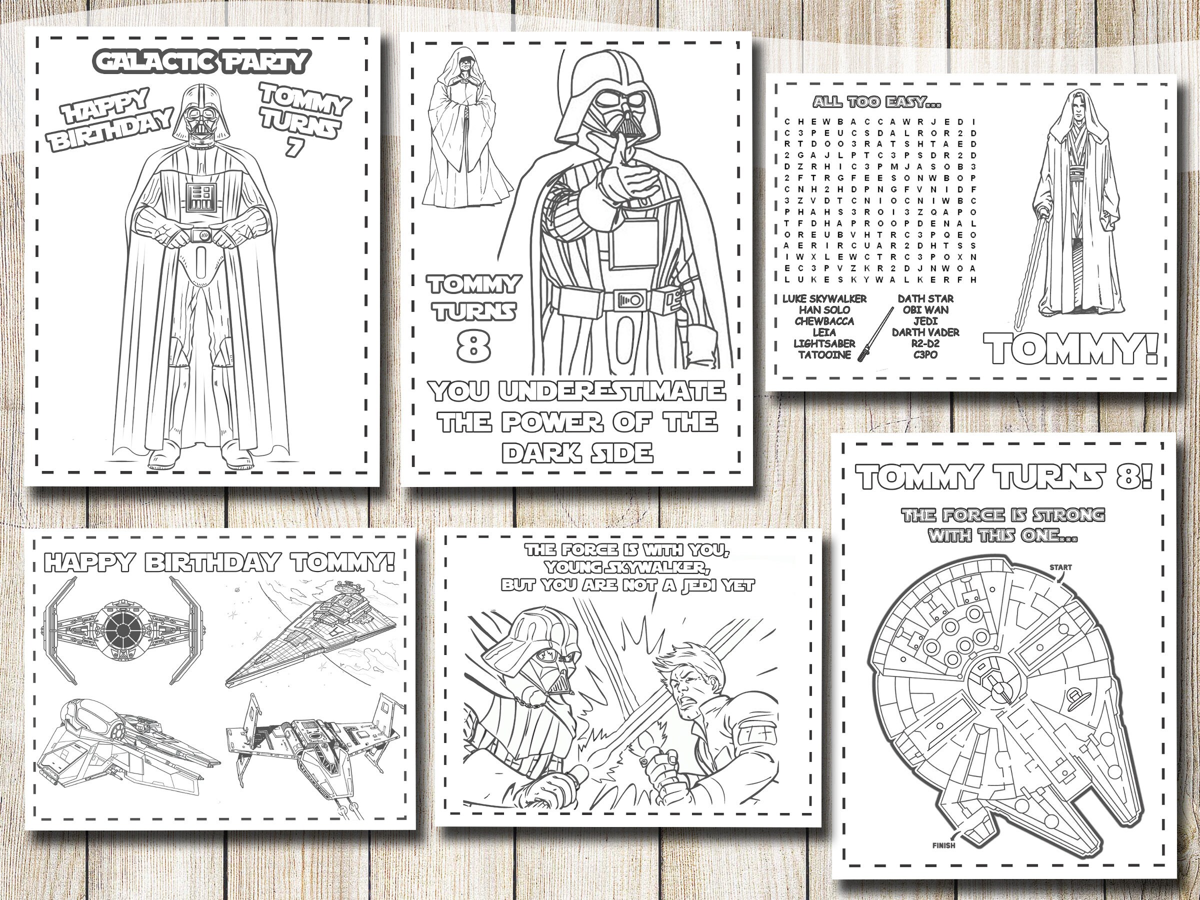 Star wars Darth Vader Coloring Pages Star wars Birthday Star | Etsy