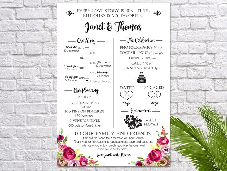 Fun Infographic Wedding Program Template Printable Modern Program 