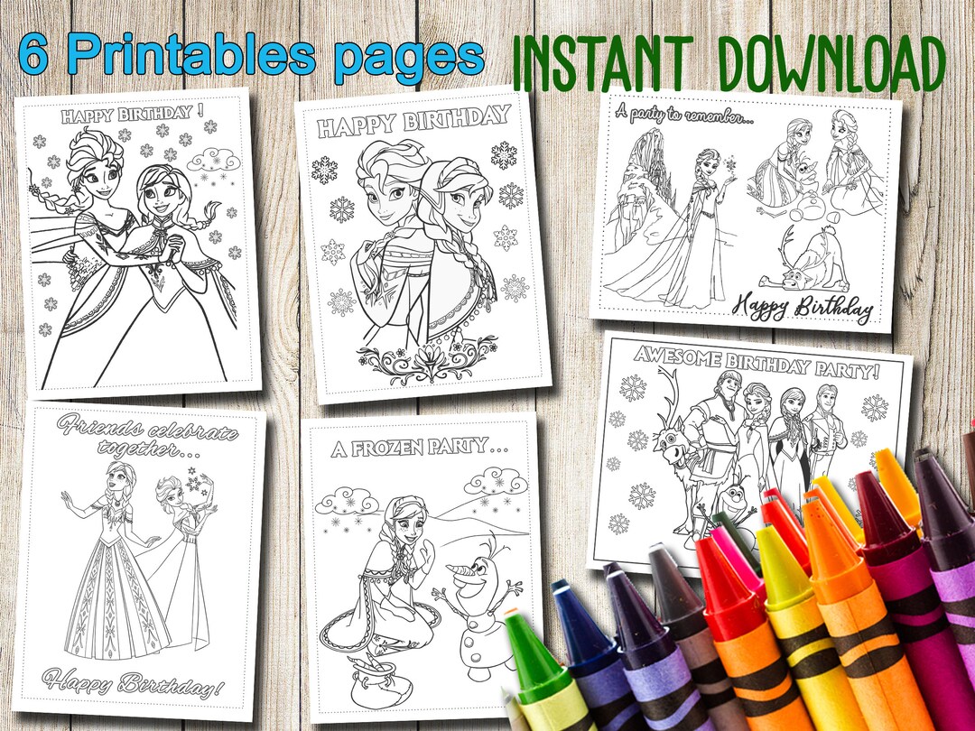 Frozen Coloring Pages, INSTANT DOWNLOAD, Frozen Party Favors, Frozen ...