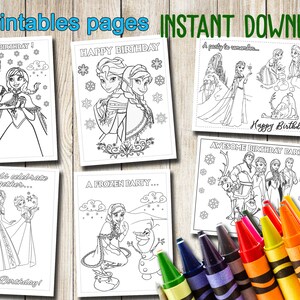 Frozen Coloring Pages, INSTANT DOWNLOAD, Frozen Party Favors, Frozen ...