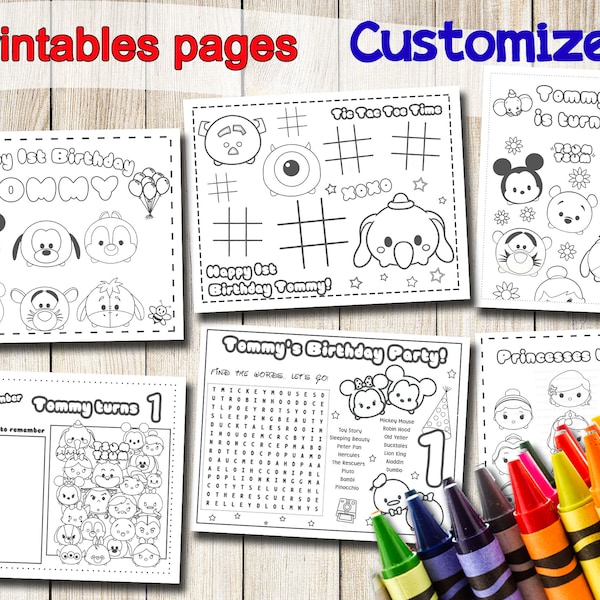 Tsum Tsum Coloring Pages, Tsum Tsum Party Favors, Tsum Tsum Birthday, Tsum Tsum coloring book, Tsum Tsum activities