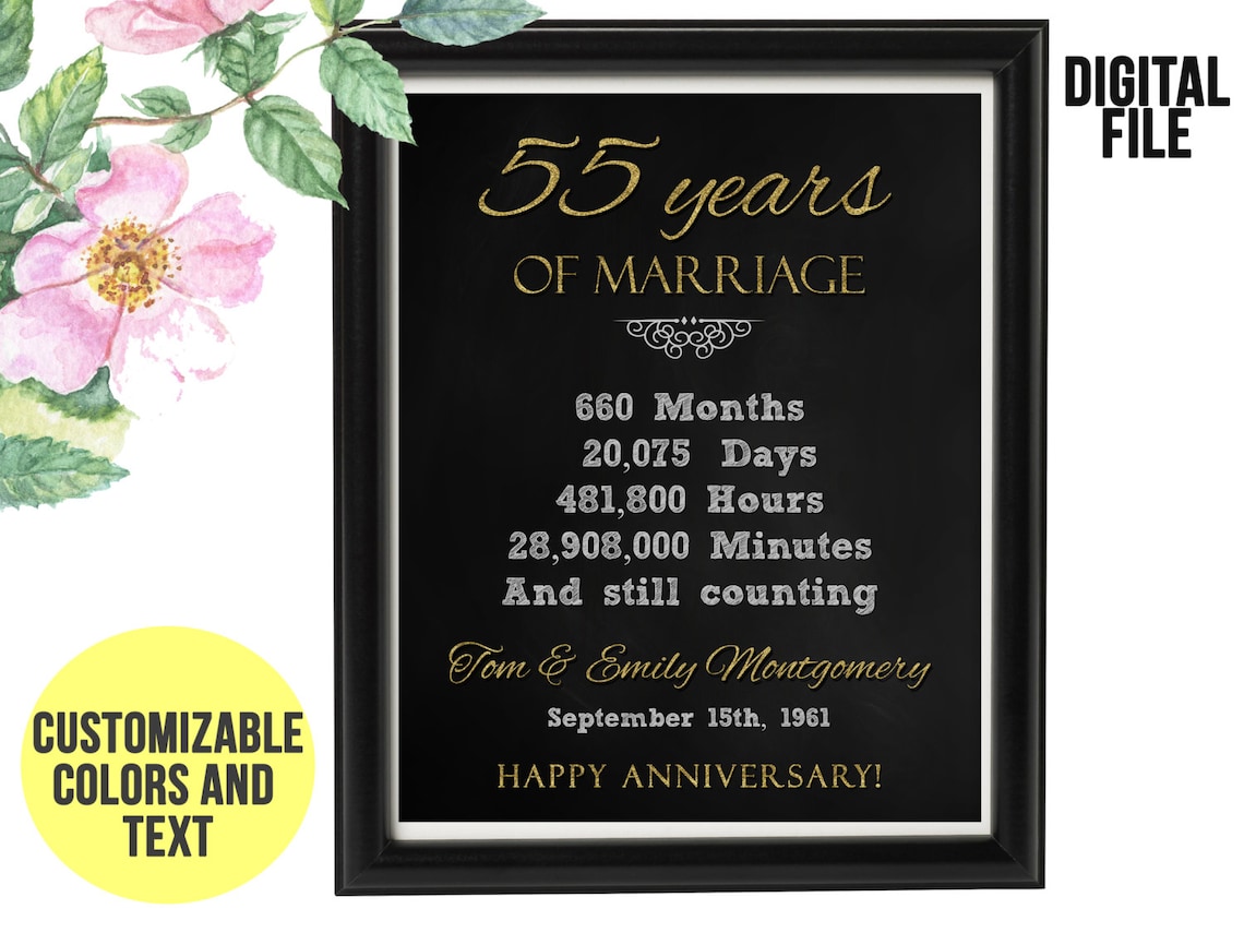 55 Years Wedding Anniversary Gift 55th Anniversary PRINTABLE Etsy