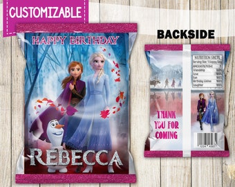 Frozen 2 Elsa Favor Bag, Frozen 2 Birthday, Elsa, Frozen Chip Bag, Candy Bag, Party Bag, Frozen Party Chip Bags, Printable