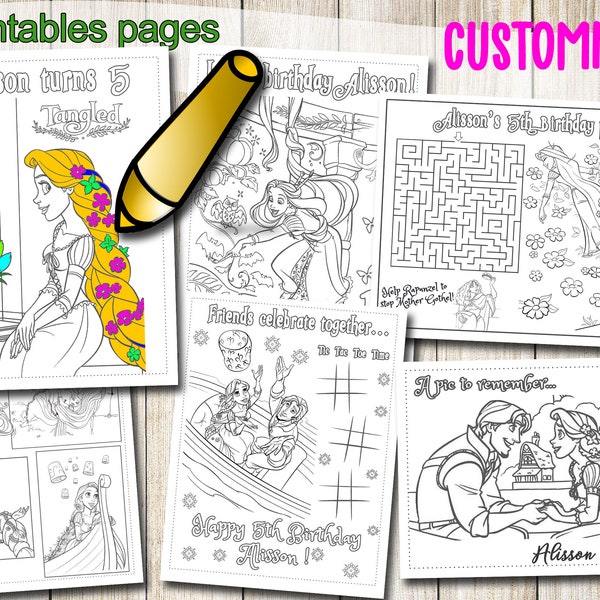 Tangled Rapunzel Coloring Pages, Tangled Rapunzel Birthday, Tangled Rapunzel Party Favor, Tangled Rapunzel Coloring book, Activities