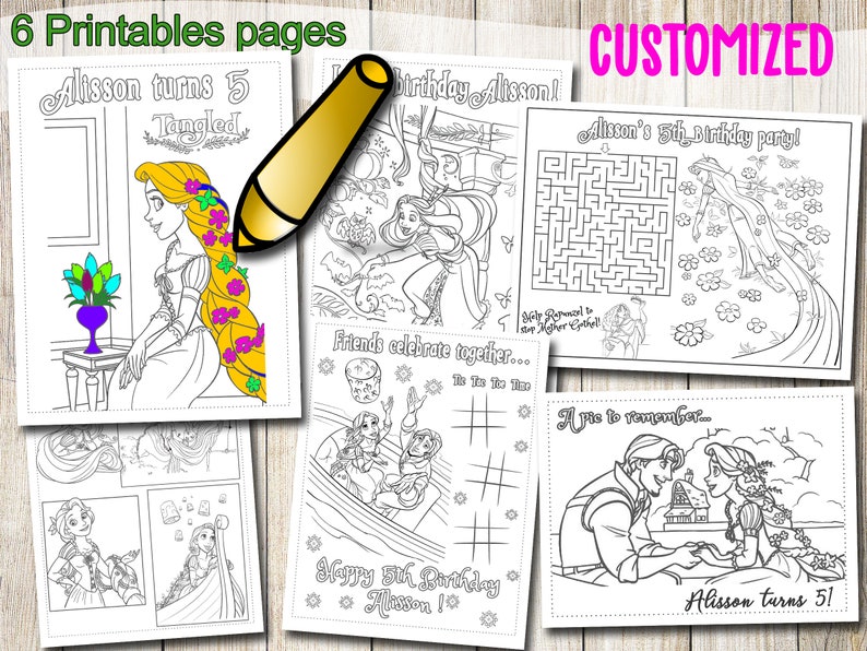 Tangled Rapunzel Coloring Pages Tangled Rapunzel Birthday - Etsy