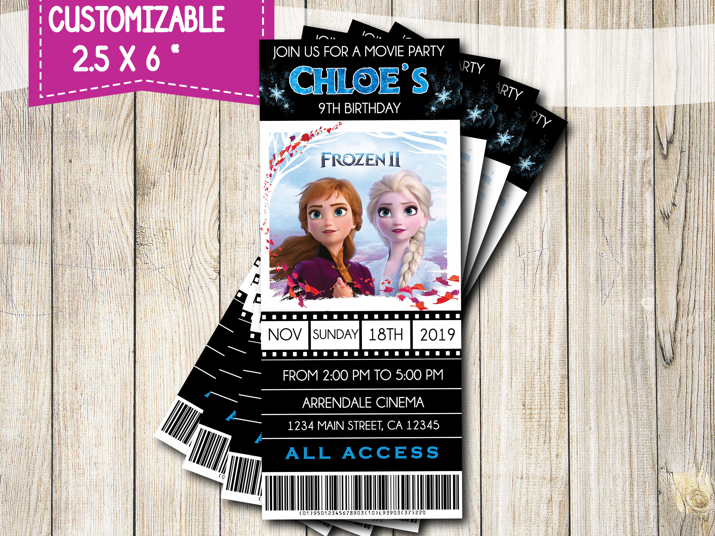 Frozen 2 Movie Ticket Frozen Ticket Invitation Frozen 2 Etsy UK
