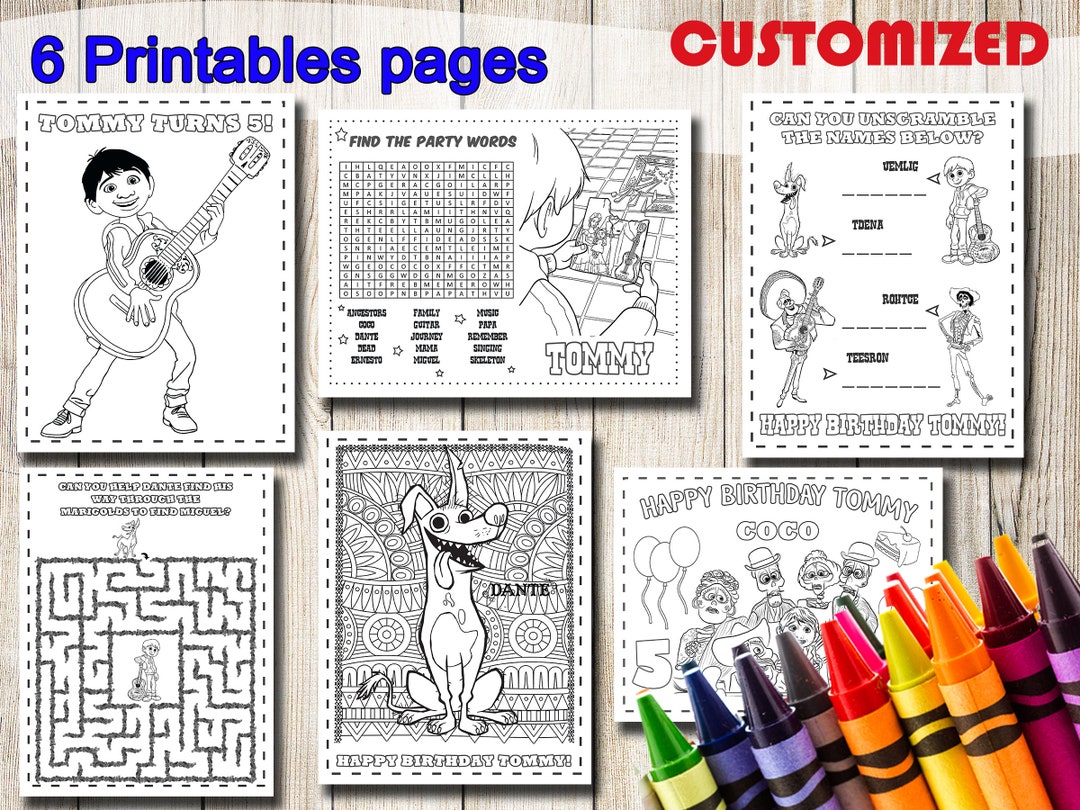 Coco Coloring Pages, Coco Party Favors, Coco Birthday, Coloring Book ...