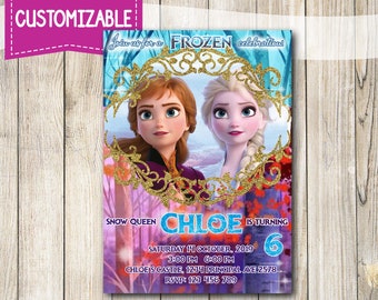 Frozen Invitation, Frozen Birthday Invitation, Disney Frozen 2 Invitation Party Invites, Birthday Party, Frozen 2