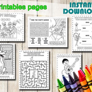 Coco Coloring Pages, INSTANT DOWNLOAD, Coco Gift Favors, Party Favors ...