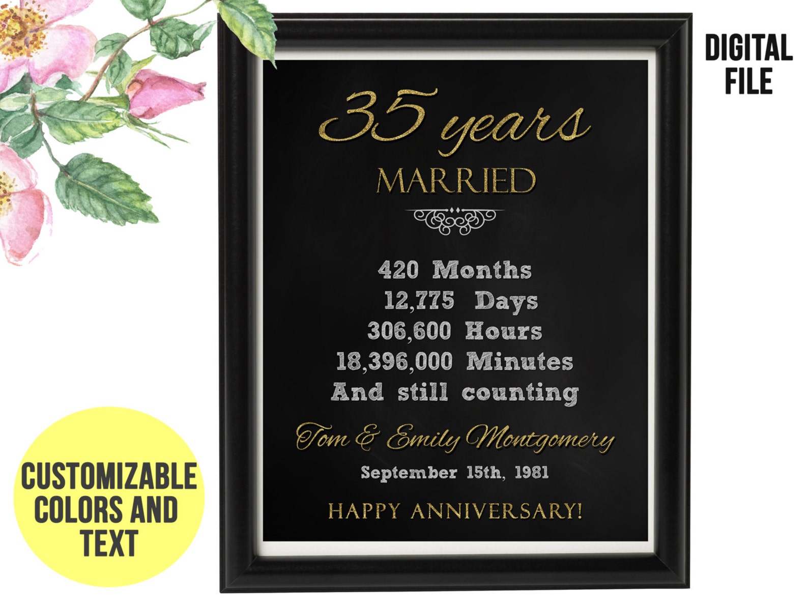 35th Anniversary Gift 35 Years Wedding Anniversary 35th Etsy