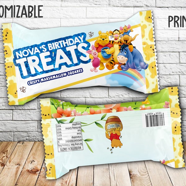 Winnie the Pooh Rice Krispies Treats Labels Digital Printable, Winnie the Pooh Rice Krispies Treat Label, Winnie the Pooh Party Supplies