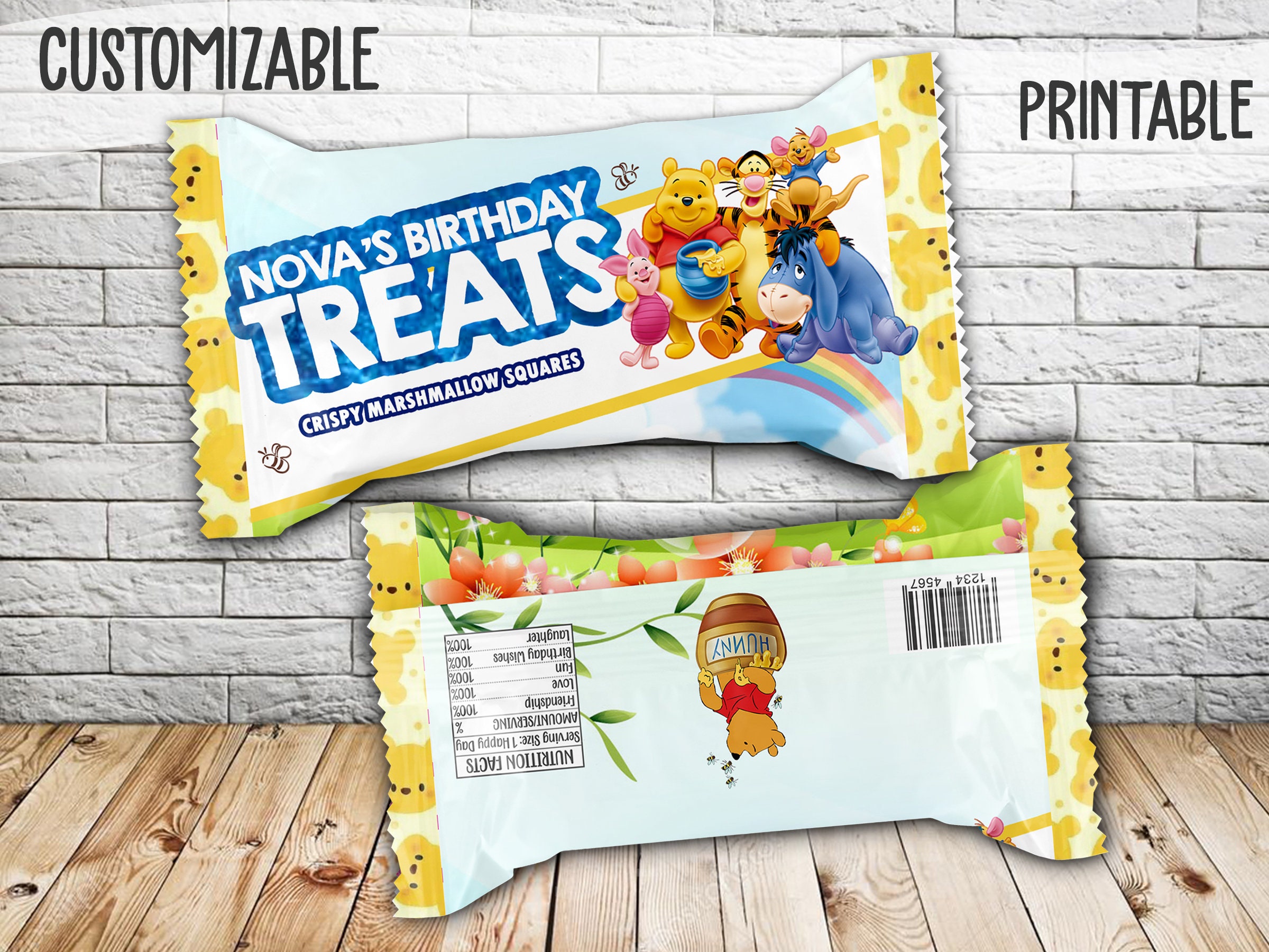 Winnie the Pooh Rice Krispies Treats Labels Digital Printable, Winnie the Pooh Rice Krispies Treat Label, Winnie the Pooh Party Supplies