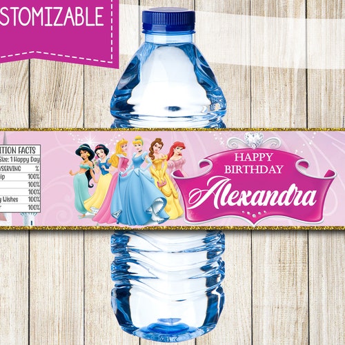 Disney Princess Water Bottle Labels, Princess Party Label, Princess Wrappers, Princess Bottle Label, DIY