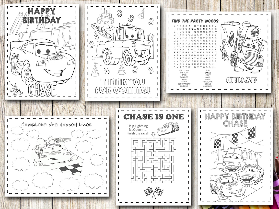 Cars Coloring Pages Cars Birthday Cars Party Cars Disney - Etsy