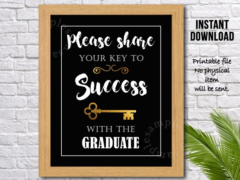 Please Share Your Key to Success With the Graduate Sign - Etsy