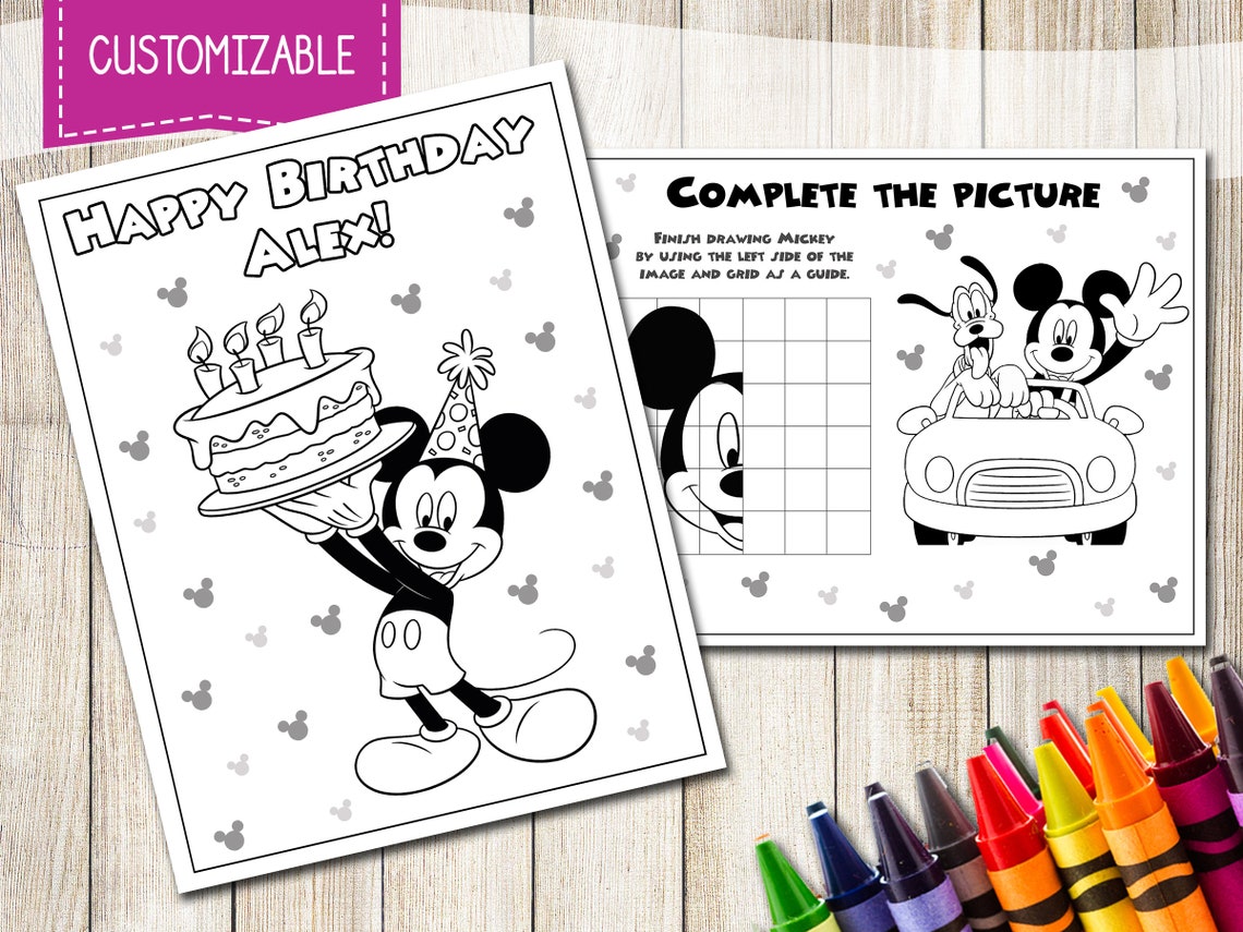Mickey Mouse Coloring Pages Party Favors Mickey Mouse - Etsy