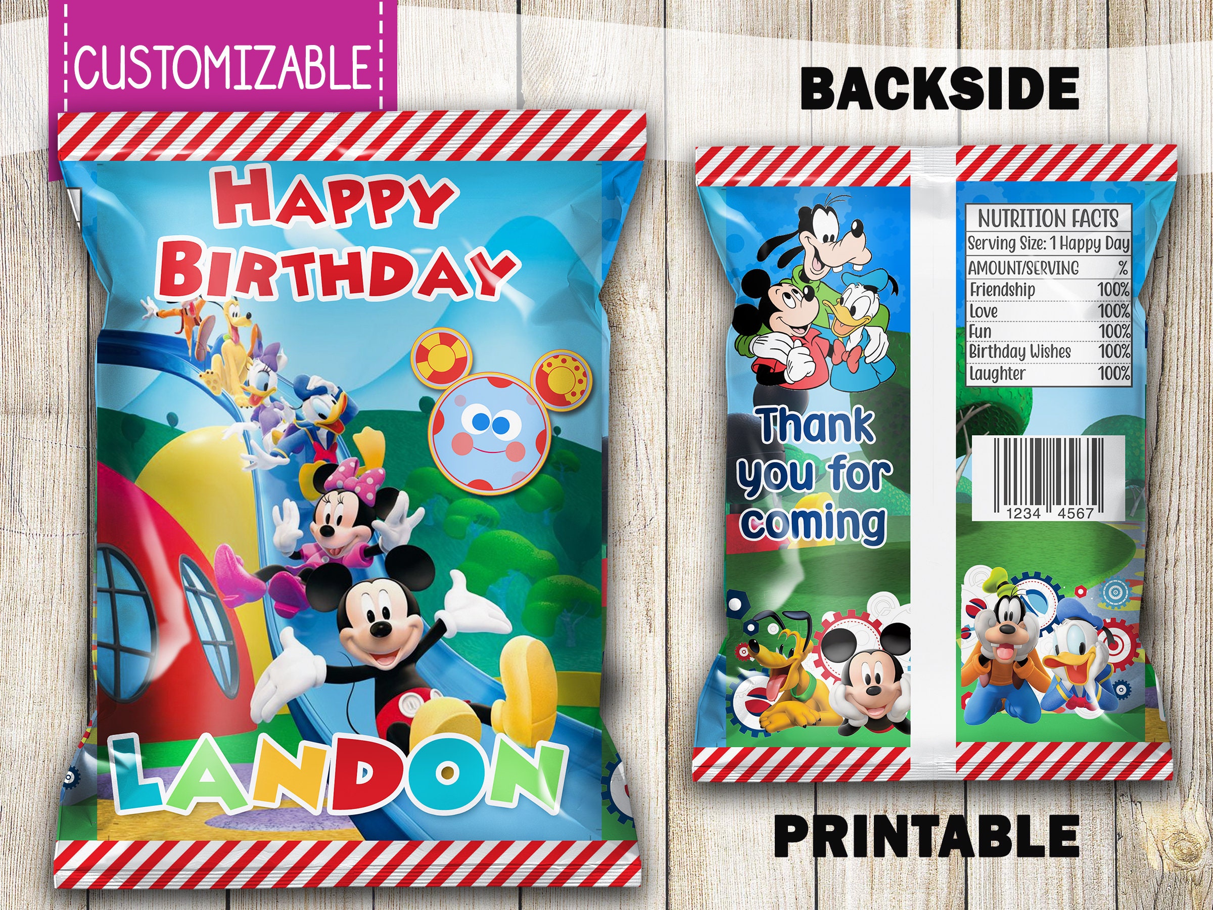 Mickey Mouse Personalized Chip Bags Mickey Mouse Clubhouse Etsy España