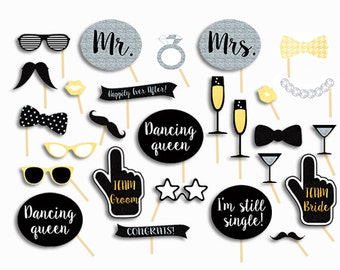 Wedding Photo Booth Props, Wedding Photobooth Props, Wedding Signs, Printables