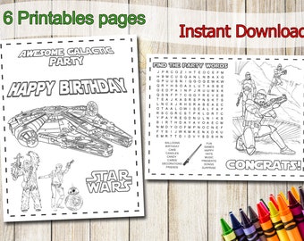 Star Wars Coloring Pages, INSTANT DOWNLOAD, Star Wars Party Favors, Star Wars Birthday, Party Favor, Star Wars coloring book