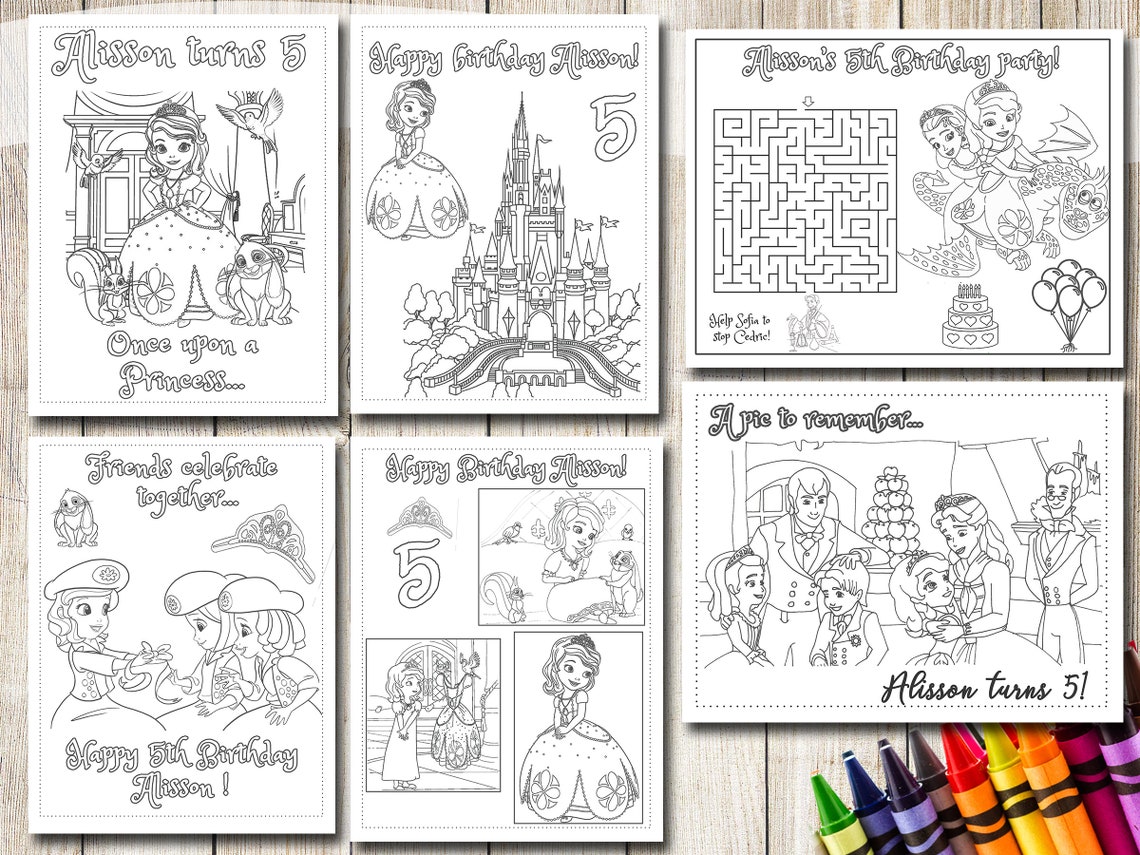 Princess Sofia Coloring Pages Princess Sofia Party Favors - Etsy