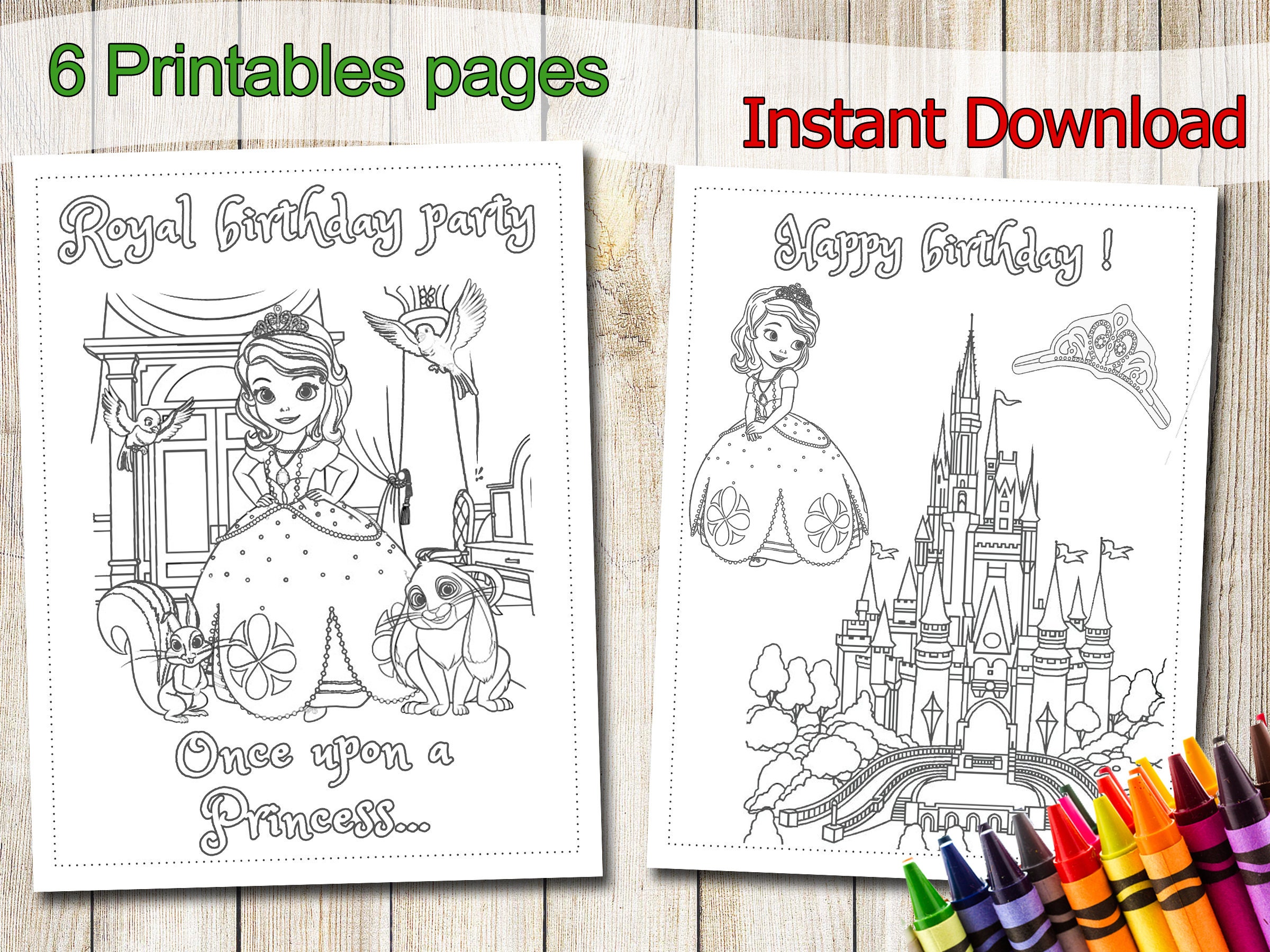 Princess Sofia Coloring Pages, INSTANT DOWNLOAD, Princess Sofia Party Favors, Princess Sofia Birthday, Favor, Princess Sofia coloring book