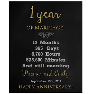 One 1 Year Wedding Anniversary Gift 1st Anniversary PRINTABLE Digital ...