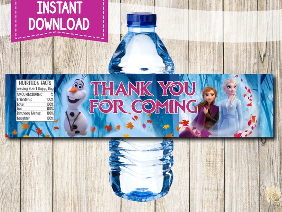 Personalized Frozen Theme Water Bottle Label at The Brat Shack