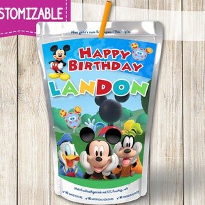 Mickey Mouse Capri Sun Label, Mickey Mouse Clubhouse Juice Pouch Labels, Mickey Mouse Clubhouse Custom Capri Sun Label