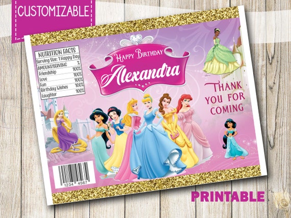 Disney Princess Personalized Chip Bags, Disney Princess Party Favor, Disney  Princess Candy Bag, Favor Bags, Disney Princess Party Bag 