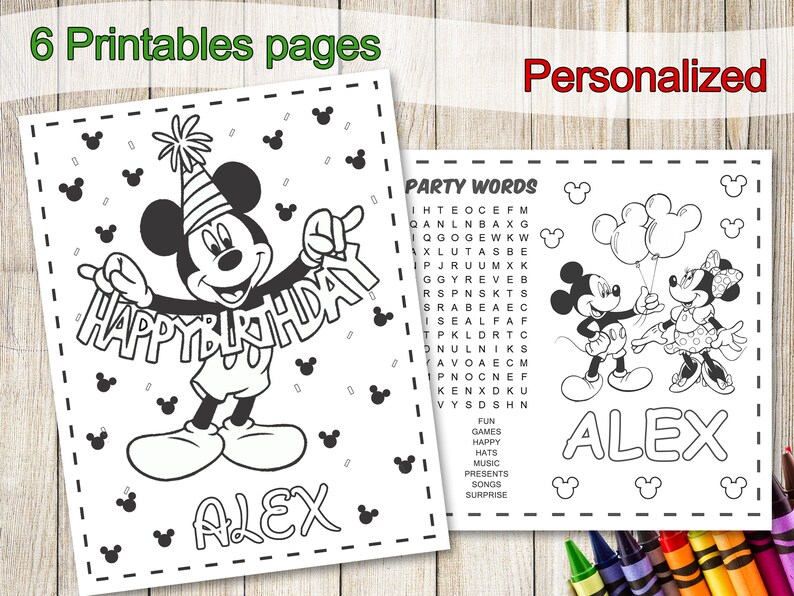 Mickey Mouse Coloring Pages Party Favors Mickey Mouse | Etsy UK