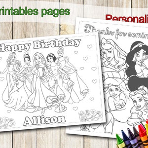 Princesses Coloring Pages, Disney Princess Party Favors, Disney Princess Birthday, Party Favor, Princess coloring book, Princess activities