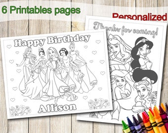 Princesses Coloring Pages, Disney Princess Party Favors, Disney Princess Birthday, Party Favor, Princess coloring book, Princess activities