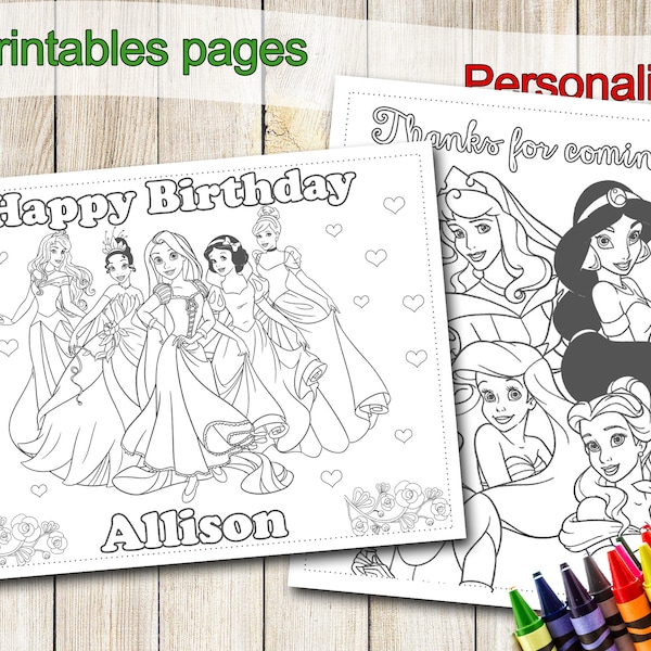Princesses Coloring Pages, Disney Princess Party Favors, Disney Princess Birthday, Party Favor, Princess coloring book, Princess activities