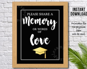 Share a Memory With the Grad Sign, Party Sign Grad Decor Sign, Gifts, Graduation Party Sign, Leave a Memory, Graduation Advice, Table sign