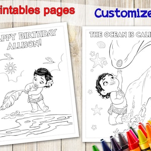 Baby Moana Coloring Pages, Kids at home Activities, Baby Moana Party Activities, Party Favor, Baby Moana Coloring book, Busy kids