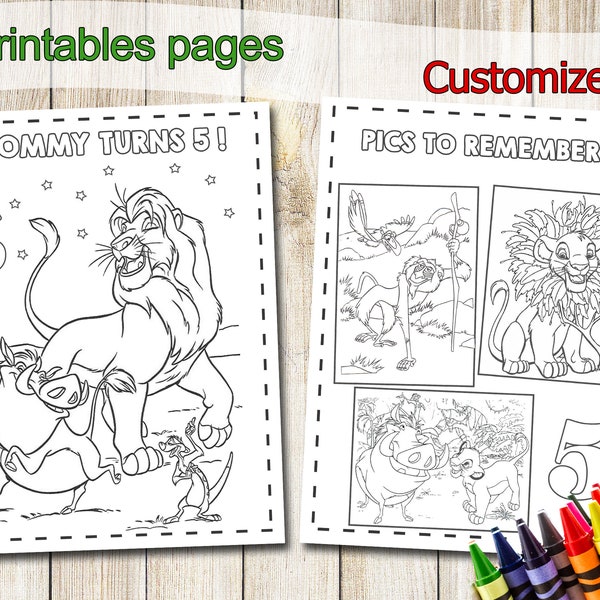 Lion King Coloring Pages, Lion King Party Favors, Stay at home Activities, Lion King coloring book, Busy kids