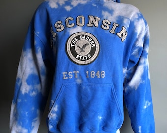 Reverse Tie Dye, Bleached Hoodie, Wisconsin, Unisex