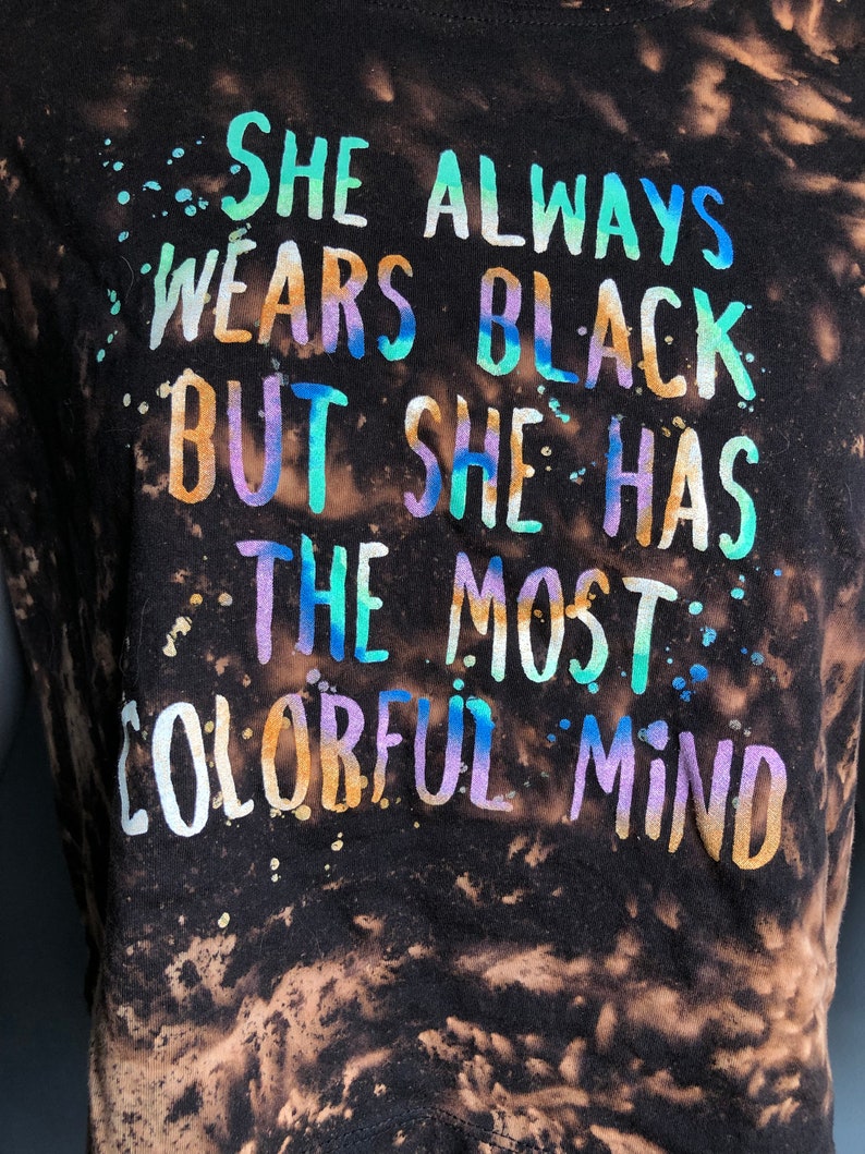 Galaxy tie dye, reverse tie dye, bleached crop top She alway wears black but has the most colorful mind image 2