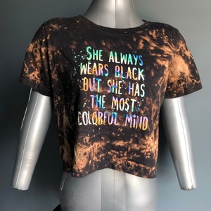 Galaxy tie dye, reverse tie dye, bleached crop top She alway wears black but has the most colorful mind image 1
