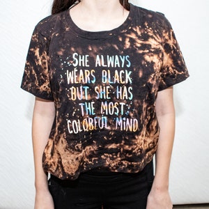 Galaxy tie dye, reverse tie dye, bleached crop top She alway wears black but has the most colorful mind image 7