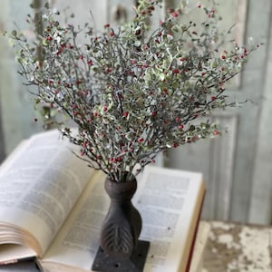 Artificial Freeze Fire Stem. Spray. 15&quot;. Berries. Frosted. Christmas. Holiday. Decor. Christmas. Multi Item Discount. Rustic. Low Shipping.