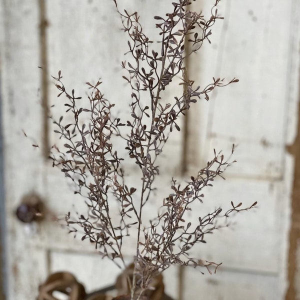Tallo de hojas de crisopa artificial, 36 pulgadas, color marrón rojizo coñac, para primavera, verano y otoño, decoración del hogar, estilo rústico, realista, hojas pequeñas, alta calidad