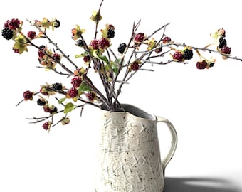 Artificial Raspberry Stems / Branches - High Quality and Realistic - Burgundy / Red - 21" Tall - Farmhouse - Farmhouse Decor - Berry Stems