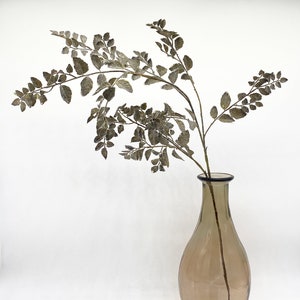 One Artificial Luxury Green Leaf Stem. Greenery. Drooping. Branches. . Leaves. Vases, Pots, Green, Yellow, Gray, 40" Tall. Farmhouse. Decor